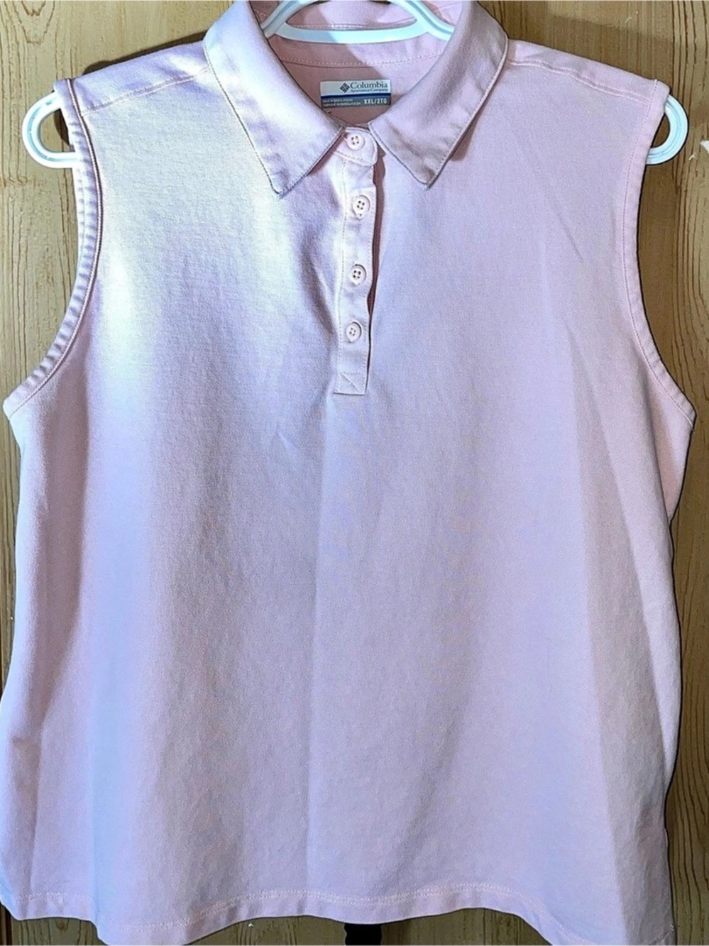 Columbia PFG Light Pink Sleeveless Polo Shirt Top - Size XXL